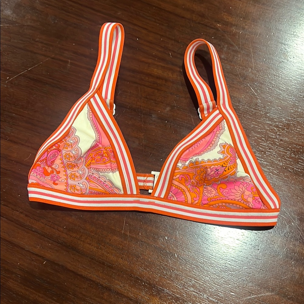 Orange and Pink Paisley Bikini Top